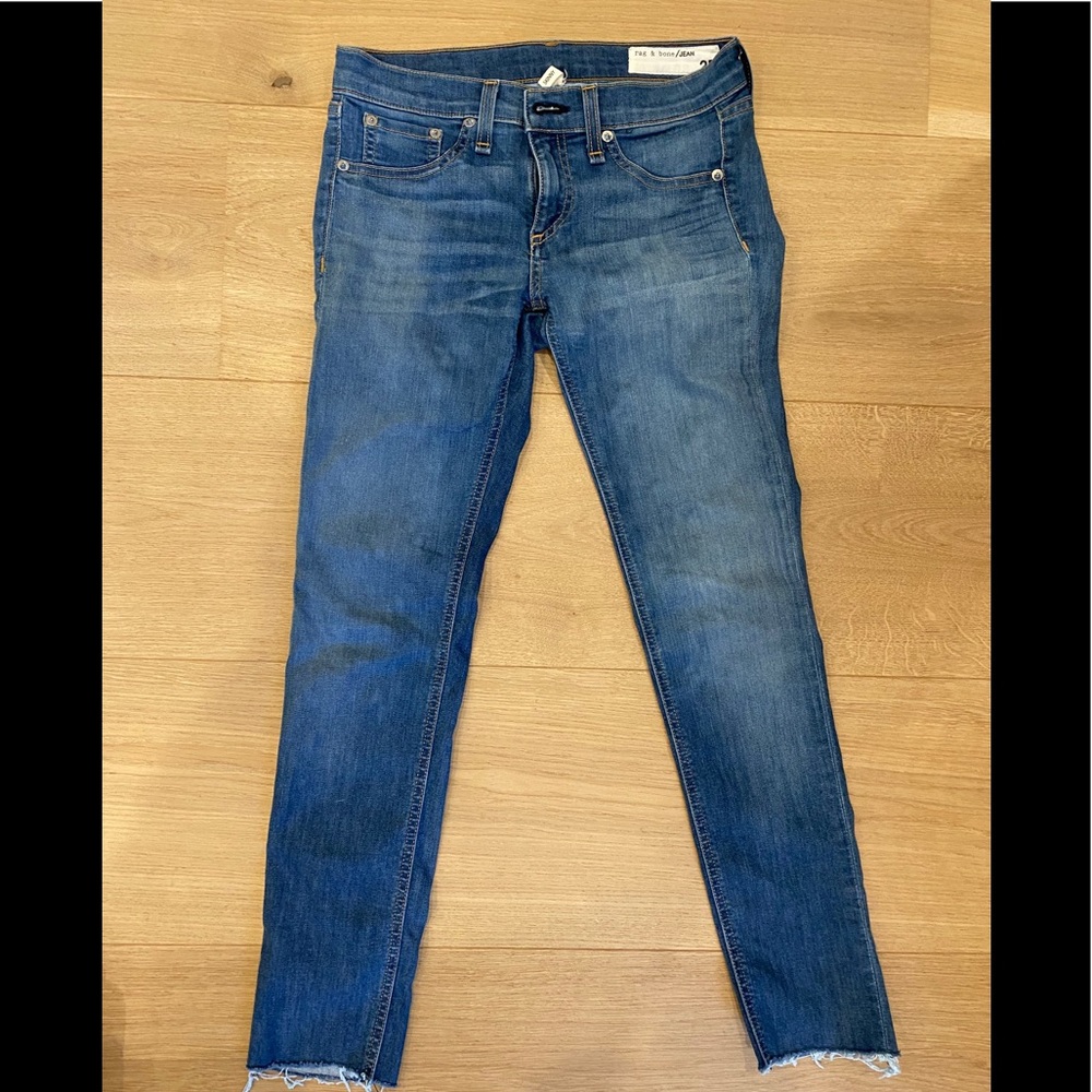 WOMENS RAG & BONE DARK WASH FRAYED ANKLE